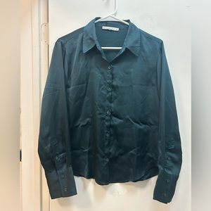 ABERCROMBIE & FITCH Long-Sleeve Satin Button-Up Shirt